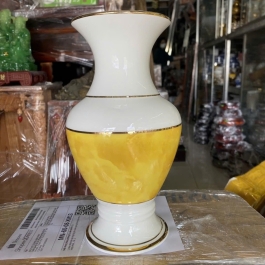 Bình hoa thờ cúng sứ họa tiết Đá Hoa Cương cao 23cm - Vàng