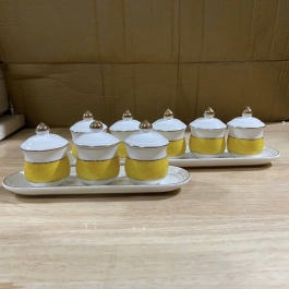 Chum nước, áng nước sứ họa tiết đá hoa cương có nắp loại 3 ly - Vàng