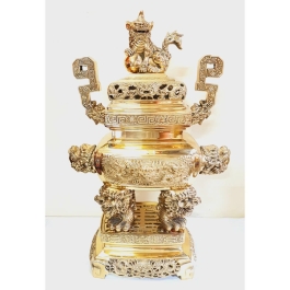 Bộ Tam Sự Đỉnh Tròn Bằng Đồng Cao 43cm (Số 2) thương hiệu Vĩnh Tiến