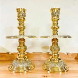 Cặp chân đèn, cặp chân nến bằng đồng Vĩnh Tiến cao 25cm (số 0 )