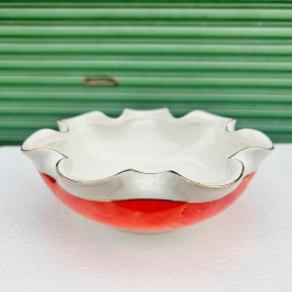 Bát Sen Thả Hoa, Bát “Minh đường tụ thủy” Vân Đá Hoa Cương Chữ Tài Lộc - Màu Đỏ Ngang 17cm