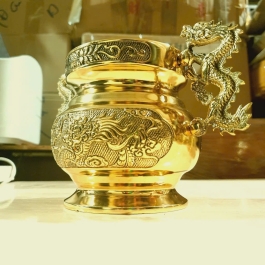Bát nhang tay rồng thương hiệu Thuận Phát bằng đồng (2 cỡ ) - Cỡ lớn (Cao 12,5cm)