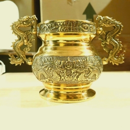 Bát nhang tay rồng thương hiệu Thuận Phát bằng đồng (2 cỡ ) - Cỡ lớn (Cao 12,5cm)