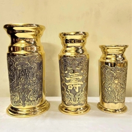 Ống Đựng Nhang Bằng Đồng Thuận Phát (3 cỡ) - Cỡ Vừa cao 22cm