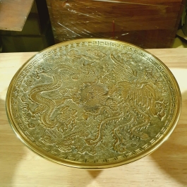 Đĩa đựng trái cây (mâm bồng) bằng đồng thương hiệu Thuận Phát (3 cỡ) - Cỡ Vừa Cao 9cm