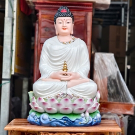 Tượng Phật A Di Đà Bằng Sứ Cao Cấp Ngồi Đài Sen cao 40cm