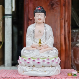 Tượng Phật A Di Đà bằng sứ đức hóa ngồi trên đài sen cao cấp cao 36cm