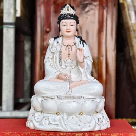 Tượng Địa Tạng Vương Bồ Tát bằng sứ đức hóa cao cấp ngồi trên đài sen (3 cỡ: Cao 30cm, Cao 35cm, Cao 40cm)