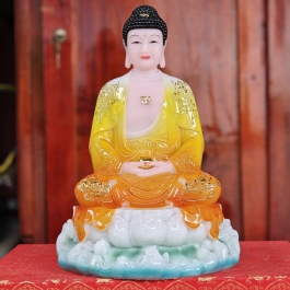 Tượng Phật A Di Đà ngồi trên đài sen bằng đá cao cấp cao 30cm