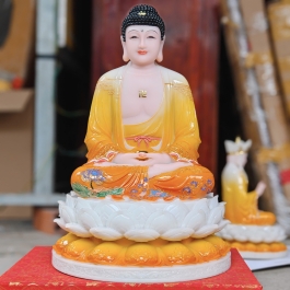 Tượng Phật A Di Đà ngồi trên đài sen bằng đá cao cấp (2 cỡ: 31cm và 43cm)