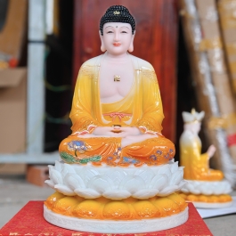 Tượng Phật A Di Đà ngồi trên đài sen bằng đá cao cấp (2 cỡ: 31cm và 43cm)