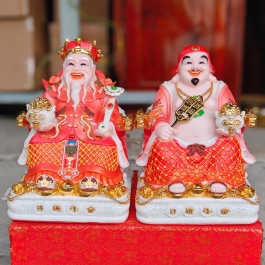 [10inch] Tượng Thần Tài Thổ Địa đá Việt Nam cao 25cm (Mẫu lưới)