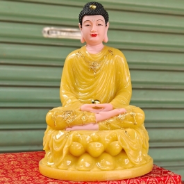 Tượng Phật Thích Ca Mâu Ni bằng đá nhập khẩu cao cấp cao 30cm – Màu vàng thạch anh