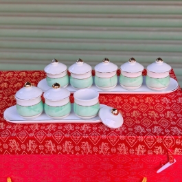 Chum nước, áng nước sứ hoạ tiết đá hoa cương màu xanh lá CÓ NẮP