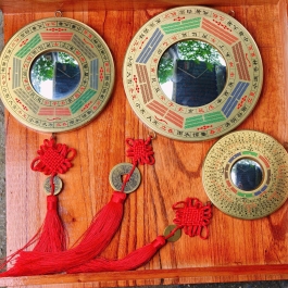 Gương Bát Quái Âm Dương Thái Cực bằng Đồng nguyên chất - 3 cỡ (ĐK: 12cm, 16cm, 19cm) - Tiên Thiên Bát Quái Thái Cực