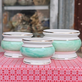 Bát nhang sứ họa tiết đá hoa cương - Xanh lá