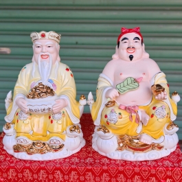 Tượng Thần Tài Thổ Địa sứ đức hóa cao cấp nhập khẩu Đài Loan - Vàng cao 25cm (10inch)