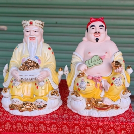 Tượng Thần Tài Thổ Địa sứ đức hóa cao cấp nhập khẩu Đài Loan - Vàng cao 25cm (10inch)