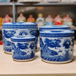 Bát nhang lư hương thờ cúng đôi rồng phun ngọc sứ Bát tràng (nhiều kích cỡ)