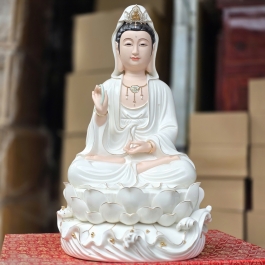 Tượng Phật Quan Thế Âm Bồ Tát bằng sứ đức hóa cao cấp cao 42cm