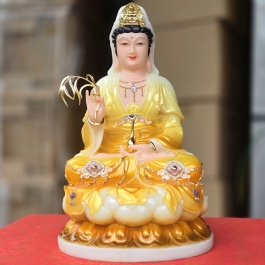 Tượng Quan Thế Âm Bồ Tát bằng đá nhập khẩu cao cấp cao 30cm – Vàng