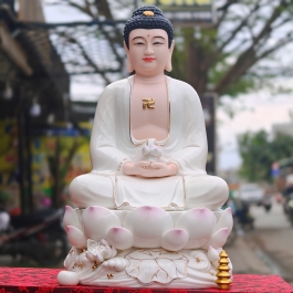 Tượng Đại Thế Chí Bồ Tát bằng sứ Đức Hóa sen hồng 2 kích cỡ (31cm và 41cm)
