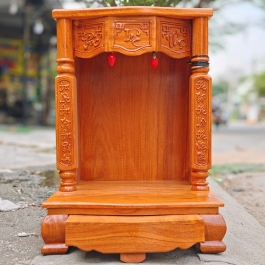 Bàn thờ Thần Tài Thổ Địa gỗ gõ đỏ cột vuông Cao 81cm x Ngang 60cm – Loại tốt [ Ảnh thật ]