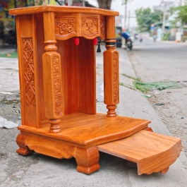 Bàn thờ Thần Tài Thổ Địa gỗ gõ đỏ cột vuông Cao 81cm x Ngang 60cm – Loại tốt [ Ảnh thật ]