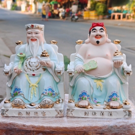 Tượng Thần Tài Thổ Địa bằng sứ đức hóa cao cấp nhập khẩu cao 25cm – Màu xanh dương