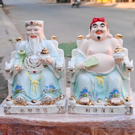 Tượng Thần Tài Thổ Địa bằng sứ đức hóa cao cấp nhập khẩu cao 21cm – Màu trắng