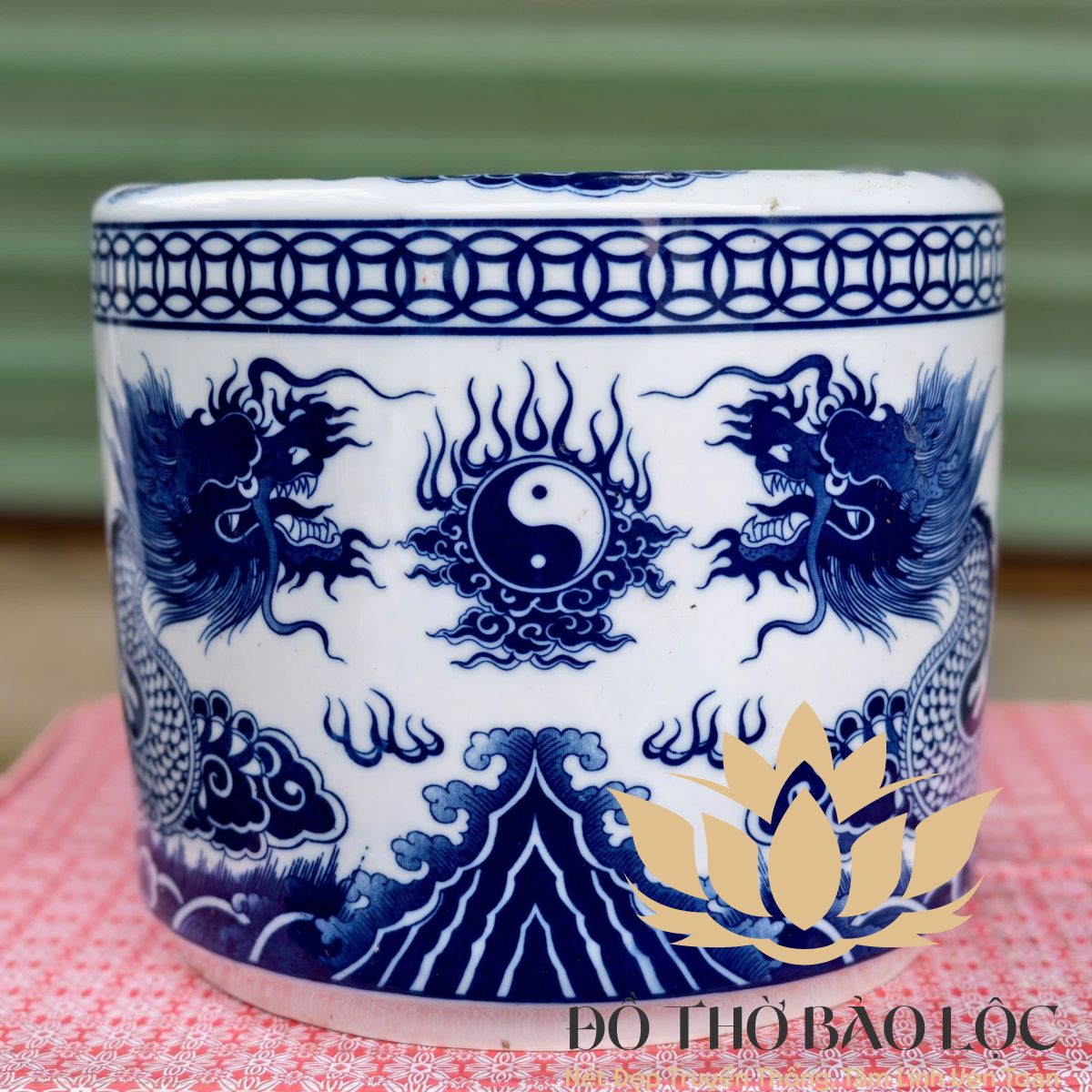Bát nhang lư hương thờ cúng đôi rồng phun ngọc sứ Bát tràng ĐK 20cm và ĐK 22cm