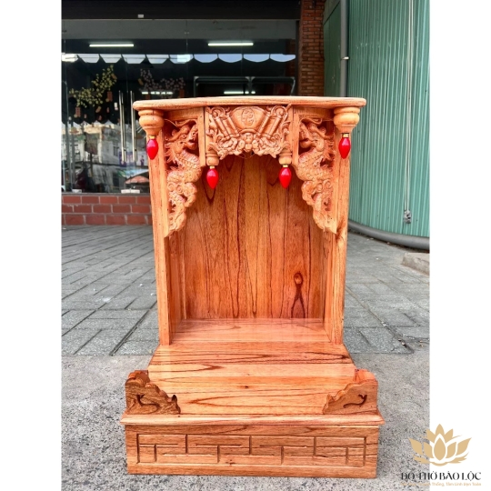 Bàn thờ Thần Tài Thổ Địa gỗ xoan ngang 48cm x cao 68cm 
