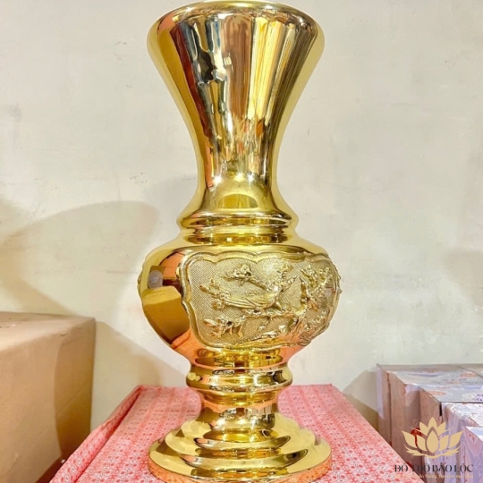 Bình Bông Mai Liễu Bằng Đồng Thương Hiệu Vĩnh Tiến Cao 21cm [BBML-1.5] 