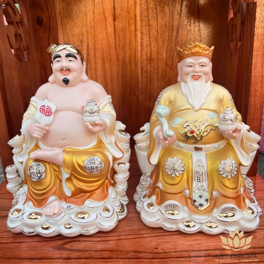 [8inch] Tượng Thần Tài Thổ Địa Sứ cao cấp nhập khẩu Đài Loan Cao 20cm- 2 màu trắng, vàng- Mã C09