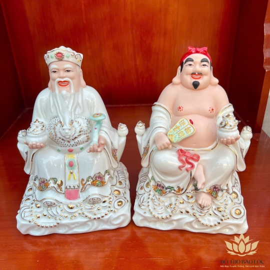 [8inch] Tượng Thần Tài Thổ Địa Sứ Đức Hóa cao cấp nhập khẩu Đài Loan Cao 21cm- 2 màu ( Trắng , Vàng )