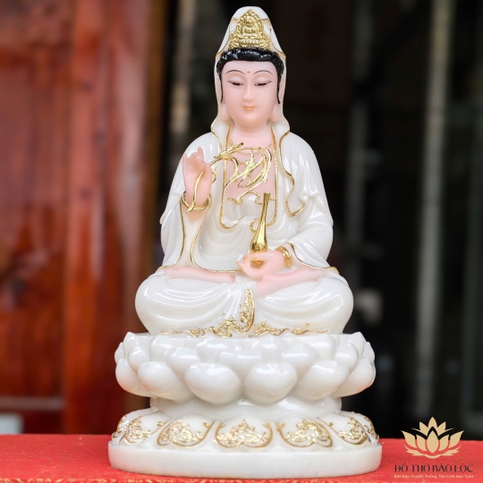 Tượng Quan Thế Âm Bồ Tát bằng đá cao cấp cao 30cm