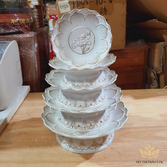 Đĩa trái cây sứ trắng bạch ngọc cao cấp cao 9cm đường kính 23 cm