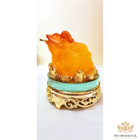 Cóc ngậm tiền vàng, thiềm thừ phong thủy cao 13cm - (đỏ, vàng, xanh, xanh đầu đỏ, xanh củ cải)