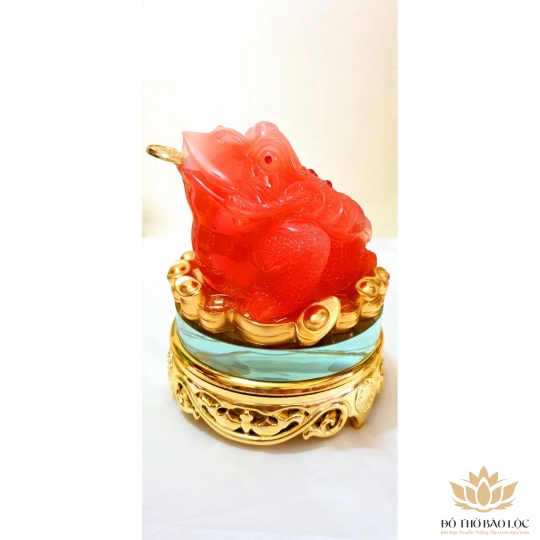 Cóc ngậm tiền vàng, thiềm thừ phong thủy cao 13cm - (đỏ, vàng, xanh, xanh đầu đỏ, xanh củ cải)