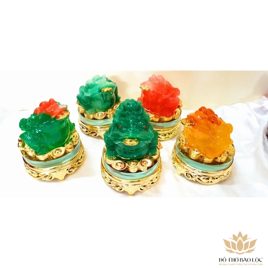 Cóc ngậm tiền vàng, thiềm thừ phong thủy cao 13cm - (đỏ, vàng, xanh, xanh đầu đỏ, xanh củ cải)