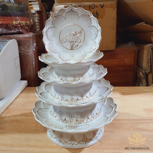 Đĩa trái cây bạch ngọc sứ trắng cao 7cm đường kính 20cm