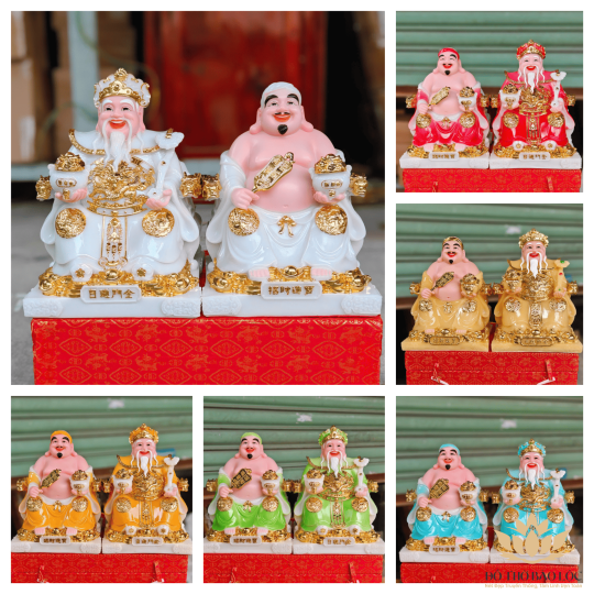 Tượng Thần Tài Thổ Địa đá Việt Nam phú quý rồng cao 25cm