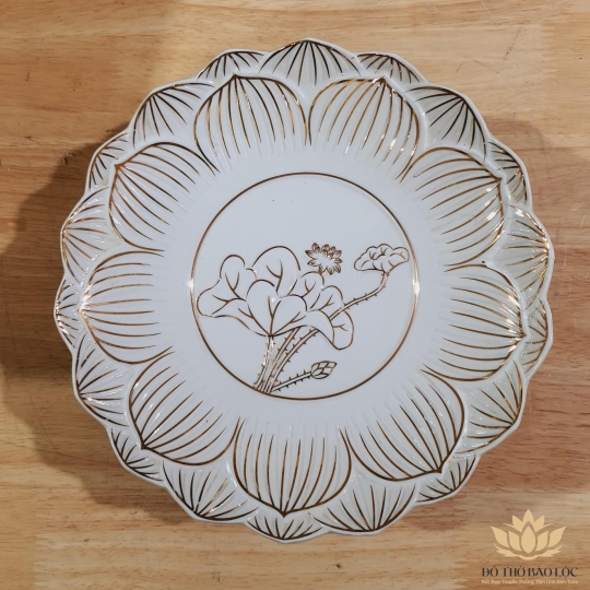 Đĩa trái cây sứ trắng bạch ngọc cao cấp cao 5cm đường kính 15cm