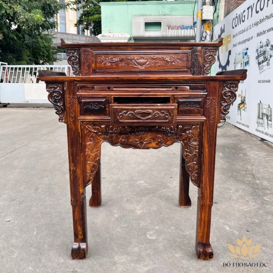 Bàn thờ gia tiên gỗ muồng 2 tầng ngang 1m07
