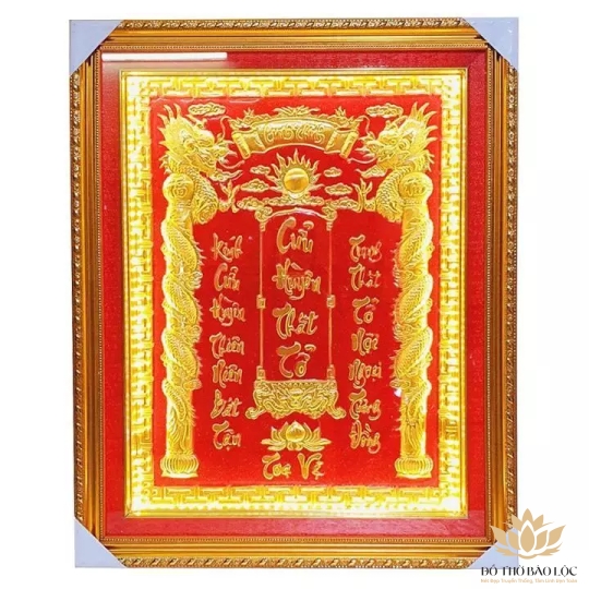 [34x43] Cửu Huyền Thất Tổ Bằng Đồng Chữ Việt Cao 43cmx Ngang 34cm - Có Đèn