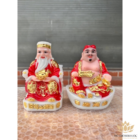 [7inch] Tượng Thần Tài Thổ Địa Bằng Đá Việt Nam Cao 16cm - 4 Màu (Trắng, Xanh lá, Xanh biển, Đỏ, Vàng)