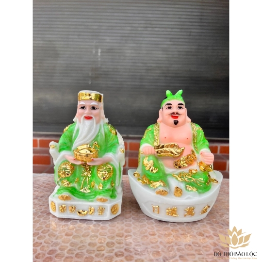 [7inch] Tượng Thần Tài Thổ Địa Bằng Đá Việt Nam Cao 16cm - 4 Màu (Trắng, Xanh lá, Xanh biển, Đỏ, Vàng)