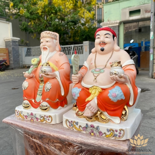 [10inch] Tượng Thần Tài Thổ Địa sứ đức hóa cao cấp nhập khẩu Đài Loan cao 25cm – Cam