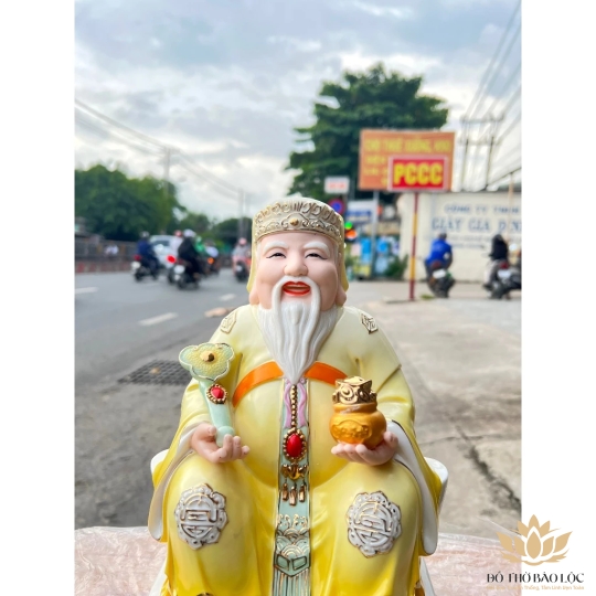 [10inch] Tượng Thần Tài Thổ Địa sứ đức hóa cao cấp nhập khẩu Đài Loan cao 25cm – Màu Vàng