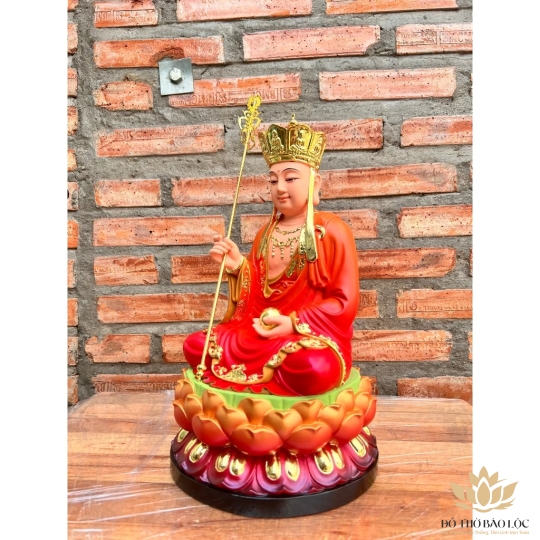 Tượng Địa Tạng Vương Bồ Tát  ngồi Đài Sen Đá nhập khẩu cao cấp Cao 30cm – Màu xanh dương